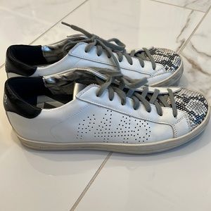 EUC white and python P448 sneakers